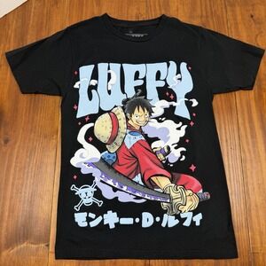 Ripple Junction One Piece Luffy Black Anime T-Shirt Men's XS - READ